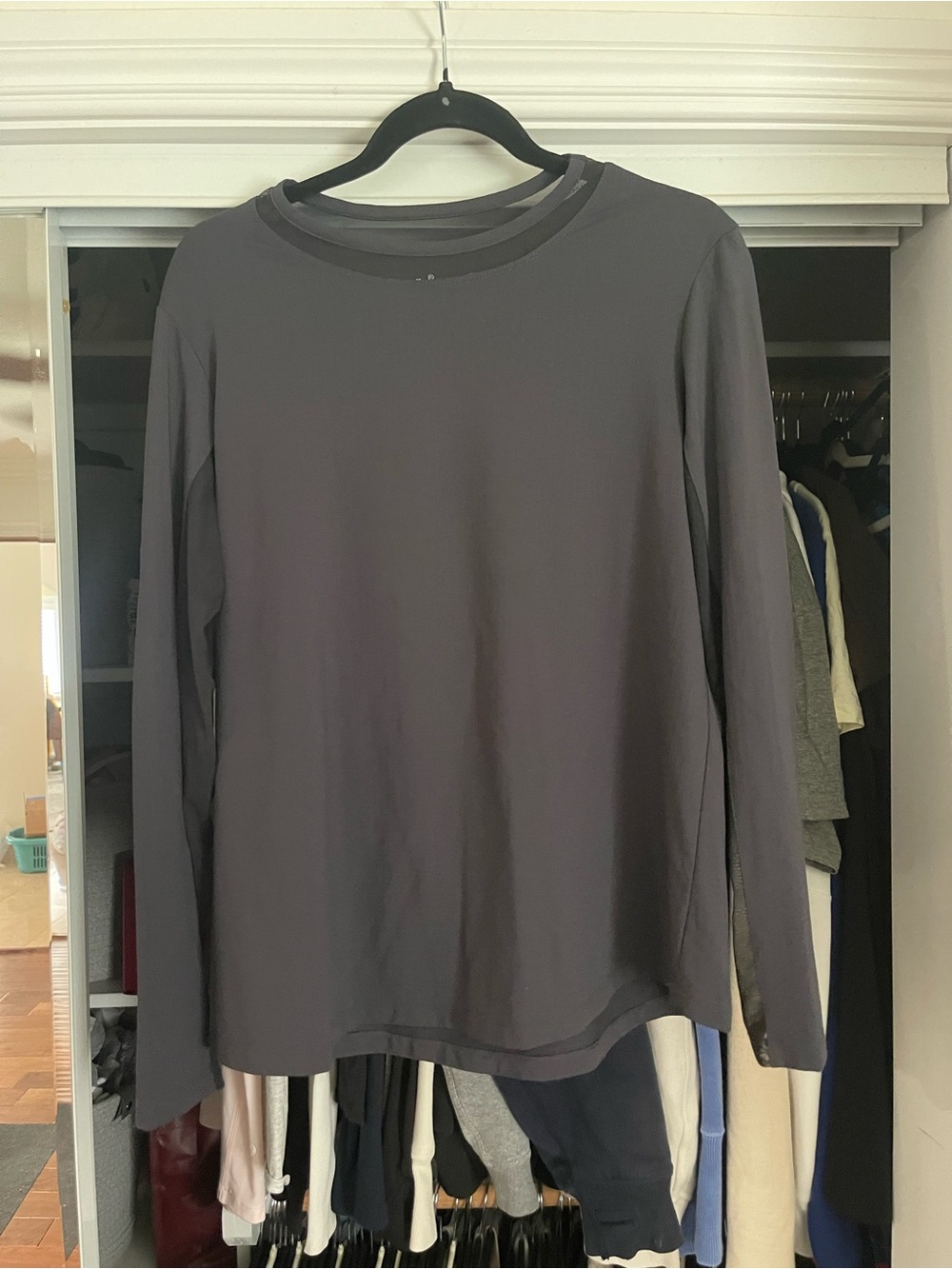 IBKUL Long Sleeve Performance Tee in Charcoal Gray